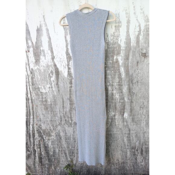 FRAME Denim Heather Grey Ribbed Knit Stretch Midi Women's Small MinimalistLuxe - Picture 5 of 8